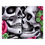 Black Skulls Red Roses One Side Premium Plush Fleece Blanket (Large)