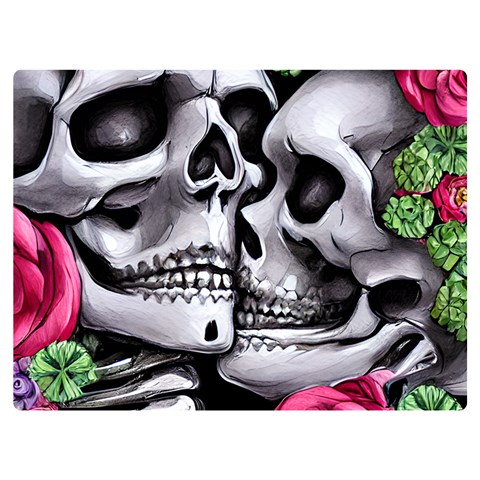 Black Skulls Red Roses One Side Premium Plush Fleece Blanket (Extra Small) from ArtsNow.com 40 x30  Blanket Front