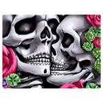 Black Skulls Red Roses One Side Premium Plush Fleece Blanket (Extra Small)