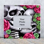 Black Skulls Red Roses White Wall Photo Frame 5  x 7 