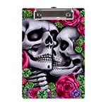 Black Skulls Red Roses A5 Acrylic Clipboard