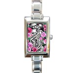 Floral Skeletons Rectangle Italian Charm Watch