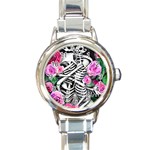 Floral Skeletons Round Italian Charm Watch