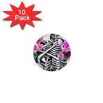 Floral Skeletons 1  Mini Buttons (10 pack) 