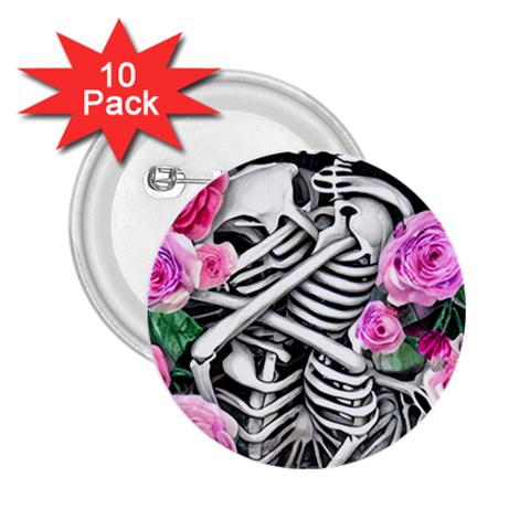 Floral Skeletons 2.25  Buttons (10 pack)  from ArtsNow.com Front