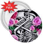 Floral Skeletons 3  Buttons (10 pack) 