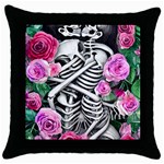 Floral Skeletons Throw Pillow Case (Black)