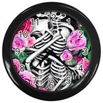 Floral Skeletons Wall Clock (Black)