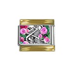 Floral Skeletons Gold Trim Italian Charm (9mm)