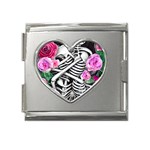 Floral Skeletons Mega Link Heart Italian Charm (18mm)