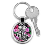 Floral Skeletons Key Chain (Round)