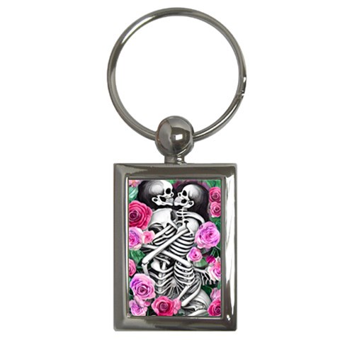 Floral Skeletons Key Chain (Rectangle) from ArtsNow.com Front