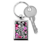 Floral Skeletons Key Chain (Rectangle)