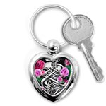 Floral Skeletons Key Chain (Heart)