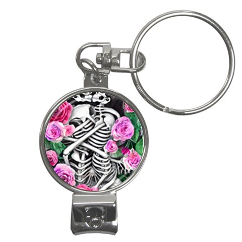 Floral Skeletons Nail Clippers Key Chain from ArtsNow.com Front