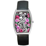 Floral Skeletons Barrel Style Metal Watch