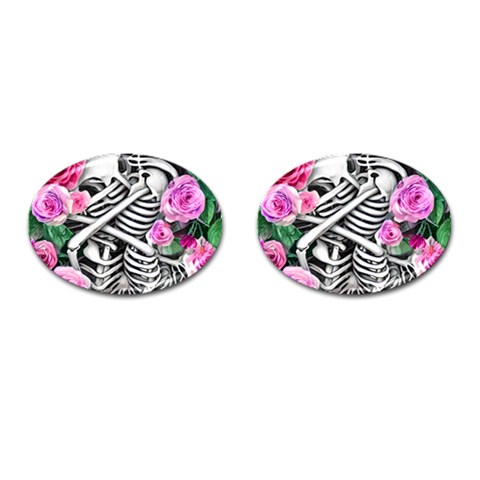 Floral Skeletons Cufflinks (Oval) from ArtsNow.com Front(Pair)