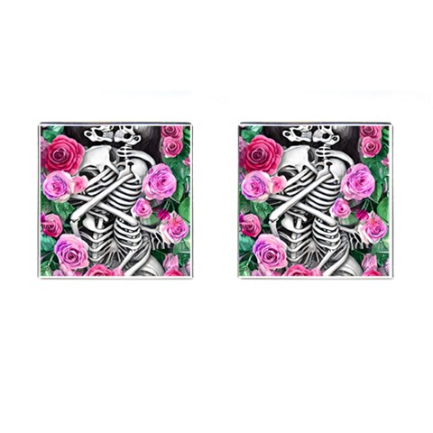 Floral Skeletons Cufflinks (Square) from ArtsNow.com Front(Pair)