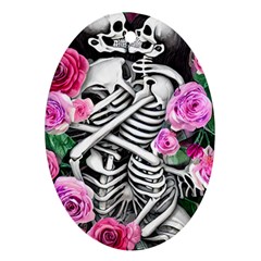 Floral Skeletons Oval Ornament (Two Sides) from ArtsNow.com Front