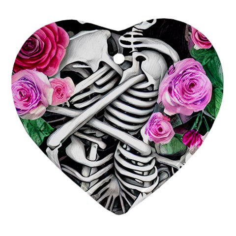 Floral Skeletons Heart Ornament (Two Sides) from ArtsNow.com Front