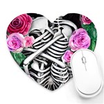 Floral Skeletons Heart Mousepad