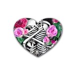 Floral Skeletons Rubber Coaster (Heart)