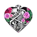 Floral Skeletons Dog Tag Heart (One Side)