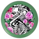 Floral Skeletons Color Wall Clock