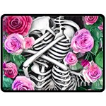 Floral Skeletons One Side Fleece Blanket (Large)