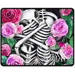 Floral Skeletons One Side Fleece Blanket (Medium)