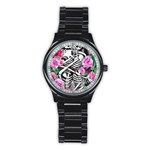 Floral Skeletons Stainless Steel Round Watch