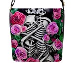 Floral Skeletons Flap Closure Messenger Bag (L)