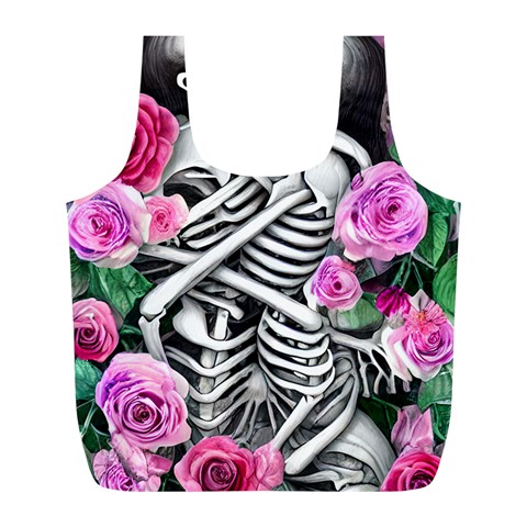 Floral Skeletons Full Print Recycle Bag (L) from ArtsNow.com Front