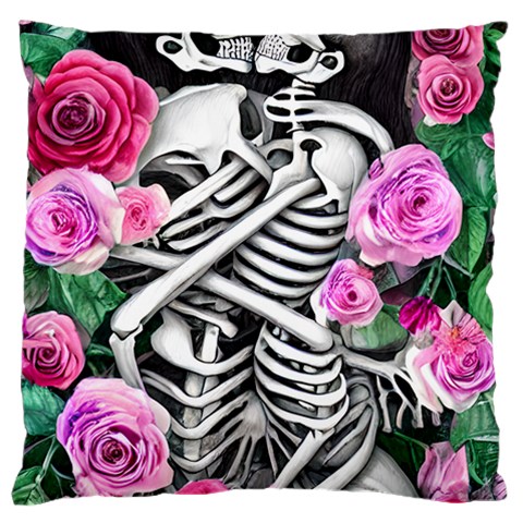 Floral Skeletons Large Premium Plush Fleece Cushion Case (One Side) from ArtsNow.com Front