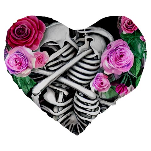 Floral Skeletons Large 19  Premium Flano Heart Shape Cushions from ArtsNow.com Front