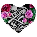 Floral Skeletons Large 19  Premium Flano Heart Shape Cushions