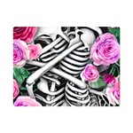 Floral Skeletons One Side Premium Plush Fleece Blanket (Mini)