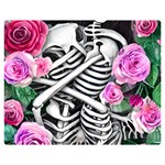 Floral Skeletons One Side Premium Plush Fleece Blanket (Medium)