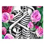 Floral Skeletons One Side Premium Plush Fleece Blanket (Large)