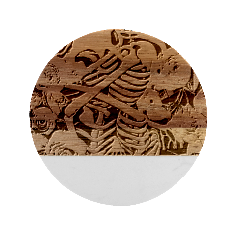 Floral Skeletons Marble Wood Coaster (Round) from ArtsNow.com Front