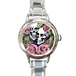 Skulls and Flowers Round Italian Charm Watch