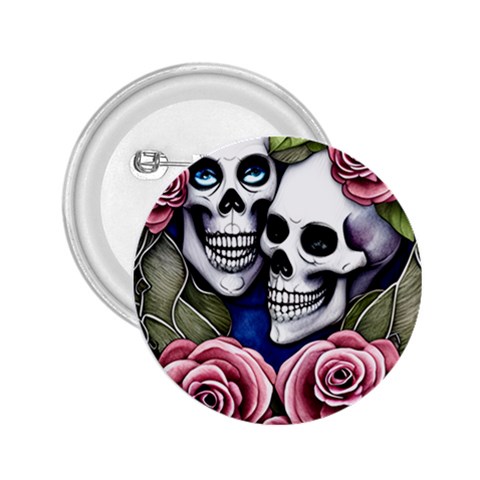 Skulls and Flowers 2.25  Buttons from ArtsNow.com Front