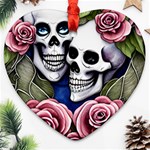 Skulls and Flowers Ornament (Heart)