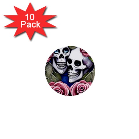 Skulls and Flowers 1  Mini Buttons (10 pack)  from ArtsNow.com Front