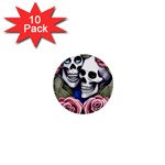 Skulls and Flowers 1  Mini Buttons (10 pack) 