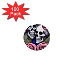 Skulls and Flowers 1  Mini Buttons (100 pack) 