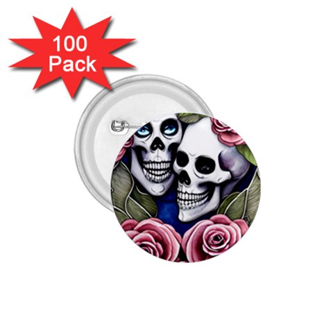 Skulls and Flowers 1.75  Buttons (100 pack)  from ArtsNow.com Front