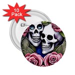 Skulls and Flowers 2.25  Buttons (10 pack) 