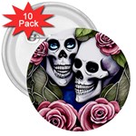 Skulls and Flowers 3  Buttons (10 pack) 