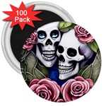 Skulls and Flowers 3  Magnets (100 pack)